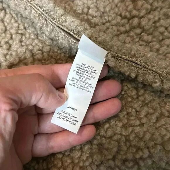 Lucky Brand Faux Shearling Button-Front Coat Women’s Size L - Picture 10 of 10